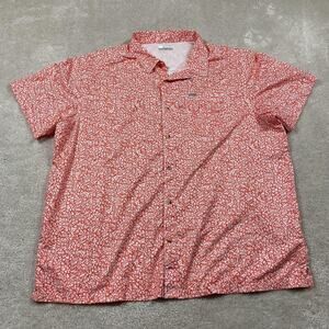 Columbia PFG Shirt Mens 2XL Red Fish Floral AOP Short Sleeve Vented Fishing